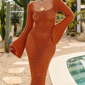 Elegant Rust Knit Dress